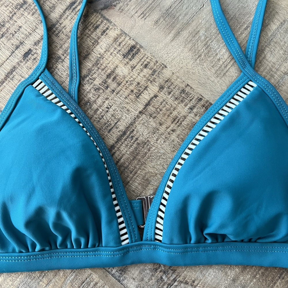 CUPSHE Bikini Set Size S‎ Top M Bottom Teal Coral Floral Cutout Clasp Beach NWT - Picture 4 of 12